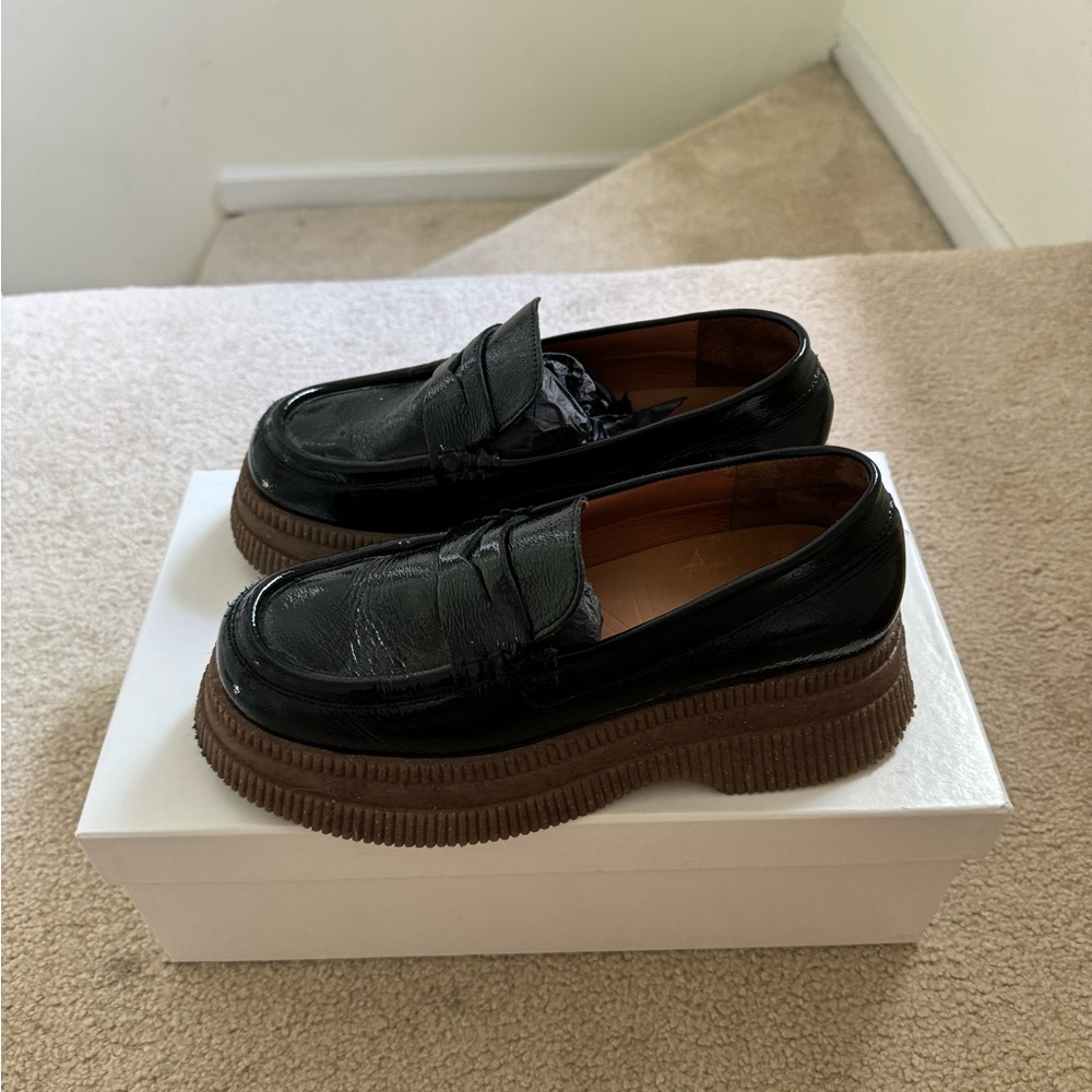 Ganni Black Platform Loafers